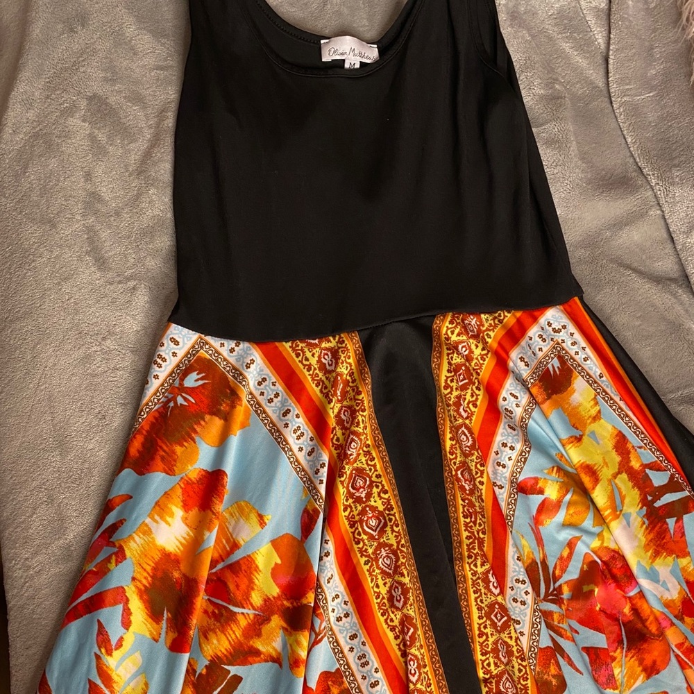 Black dress with Floral Skirt
